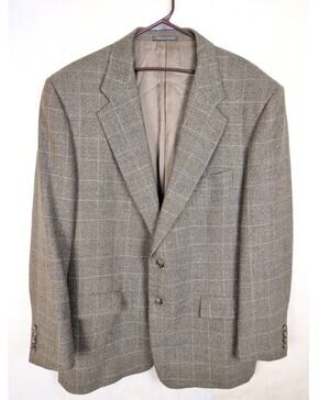 Corneliani tan check wool blazer jacket size IT 56R/US 46R Preppy Retro Classic